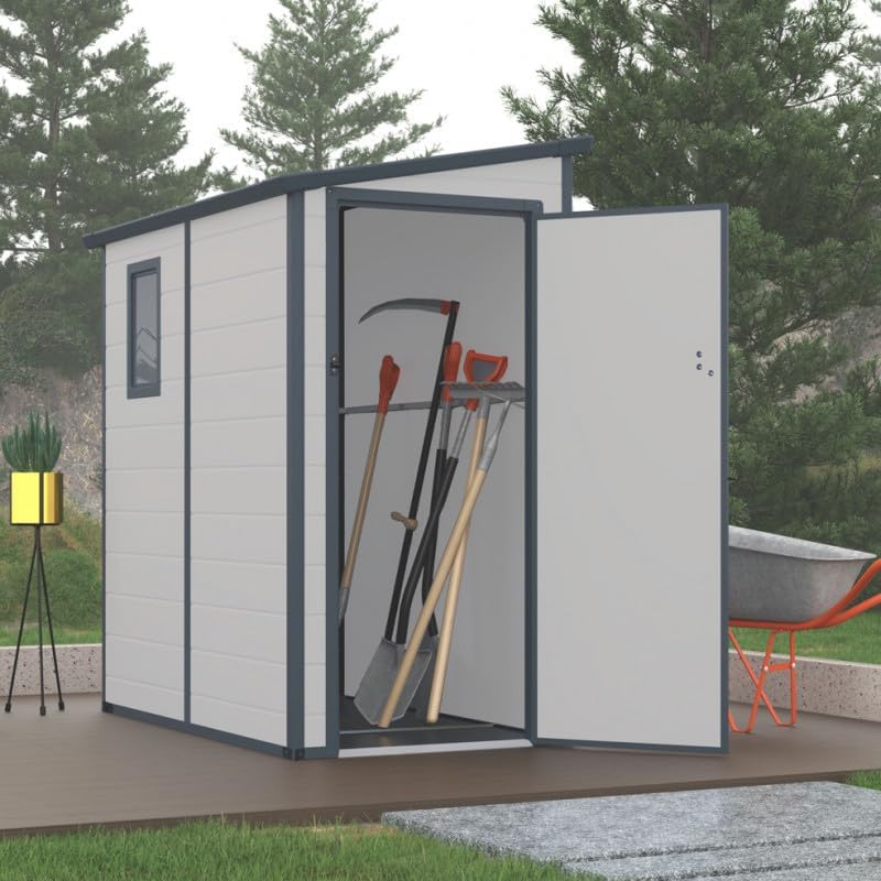 Jôbu - Abri de jardin adossé résine - 2,09m² - fenêtre, aération, kit fondation, acier galvanisé