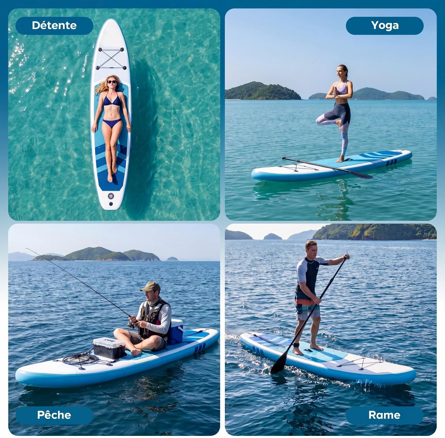 COSTWAY - Paddle board gonflable - réglable, sac à dos, pompe, sécurité