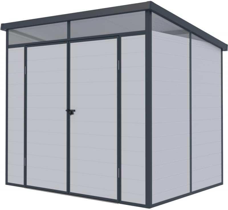 Jôbu – Abri de jardin résine 4,10m² toit plat, double porte, aluminium