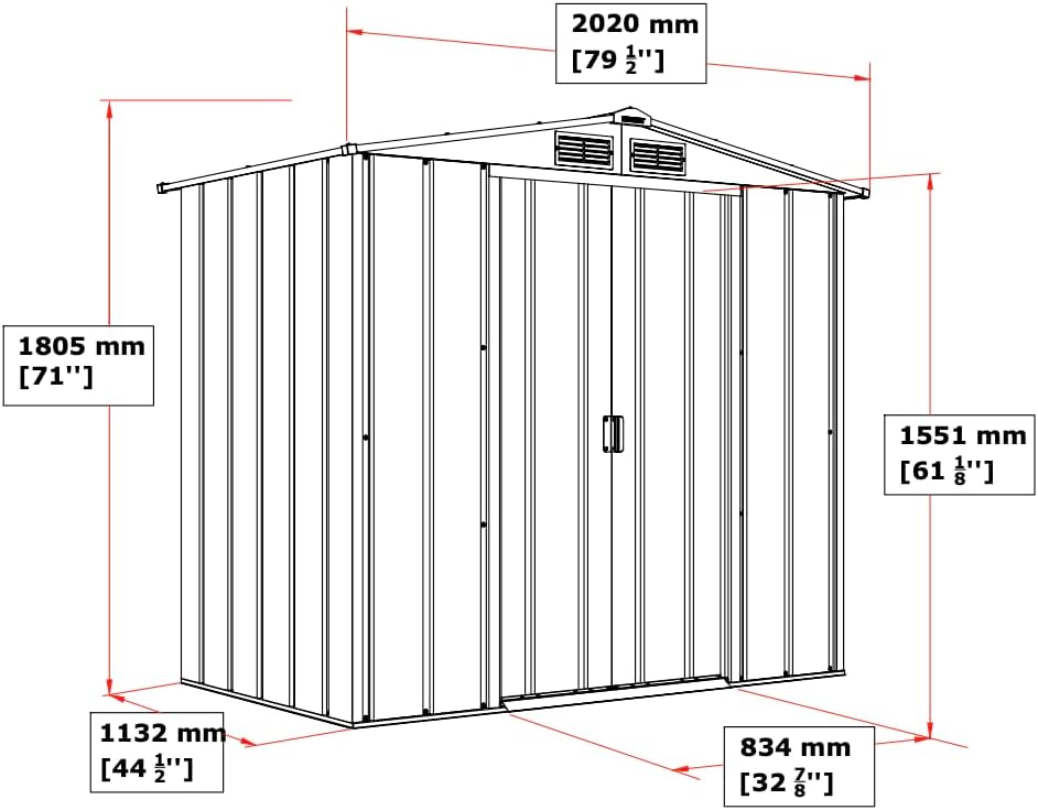 Duramax ECO 6 x 4 (2.47 m2) Abri de jardin en métal, Abri de stockage en métal galvanisé à chaud, Abri de stockage d'outils, Structure de toit robuste et renforcée, Anthracite