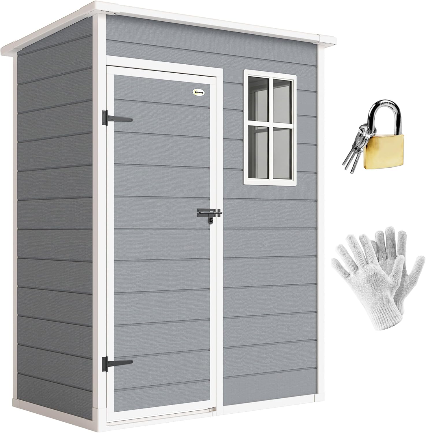 Outsunny - Abri de Jardin 1,14 m² - Porte verrouillable, aération et fenêtre - 151Lx92lx193H cm - Plastique, Gris - YJD1
