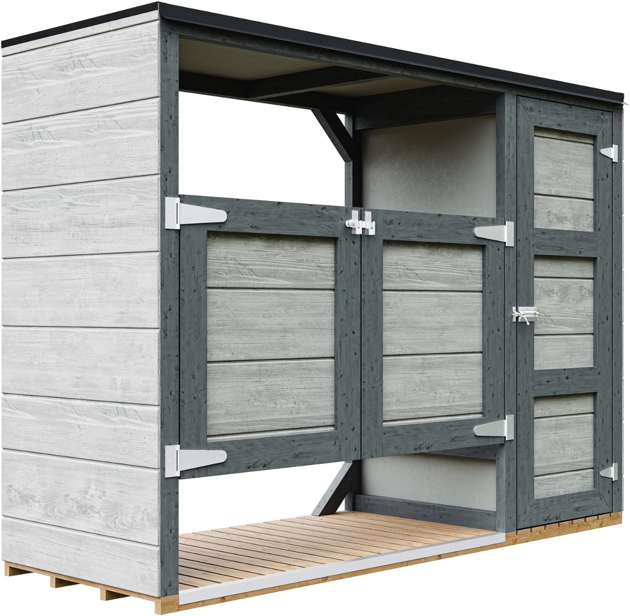 Timbela - abri cache poubelle jardin 2x240L, bois, extérieur, M981A-TUNDRA
