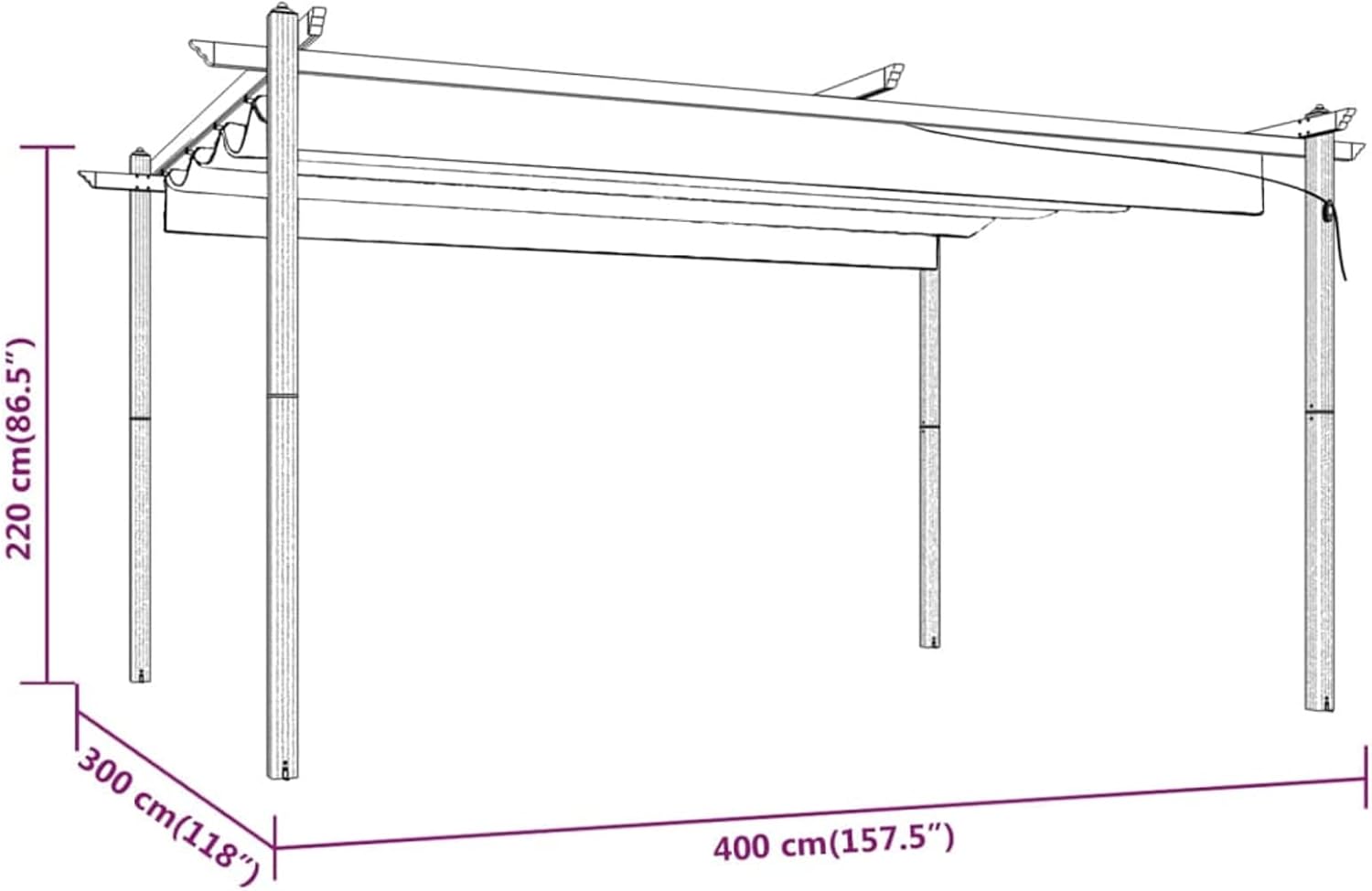 Homgoday - tonnelle extensible 4x3m, toit ouvrant, protection UV, anthracite