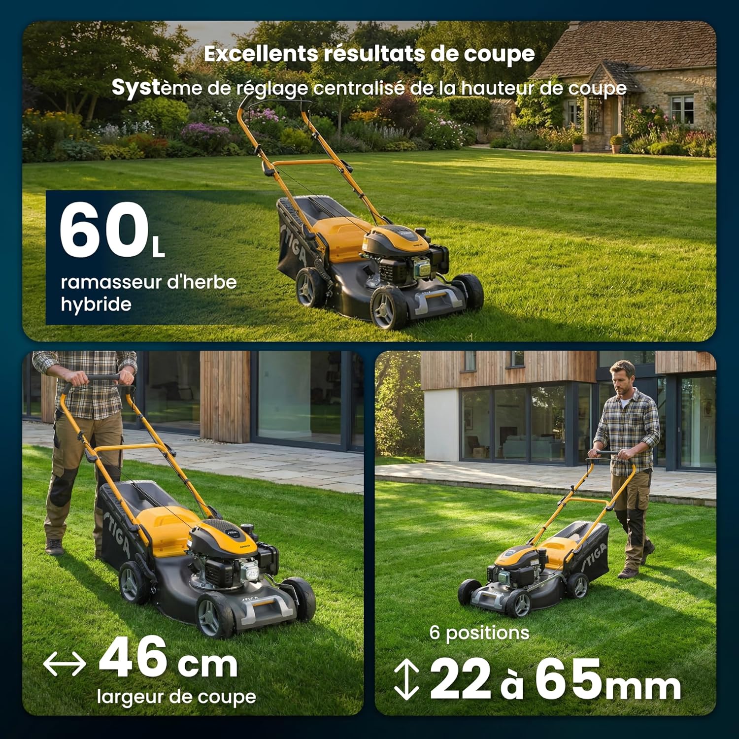 STIGA - Combi 48 - 46 cm - moteur 139 cm³, bac 60L, mulching