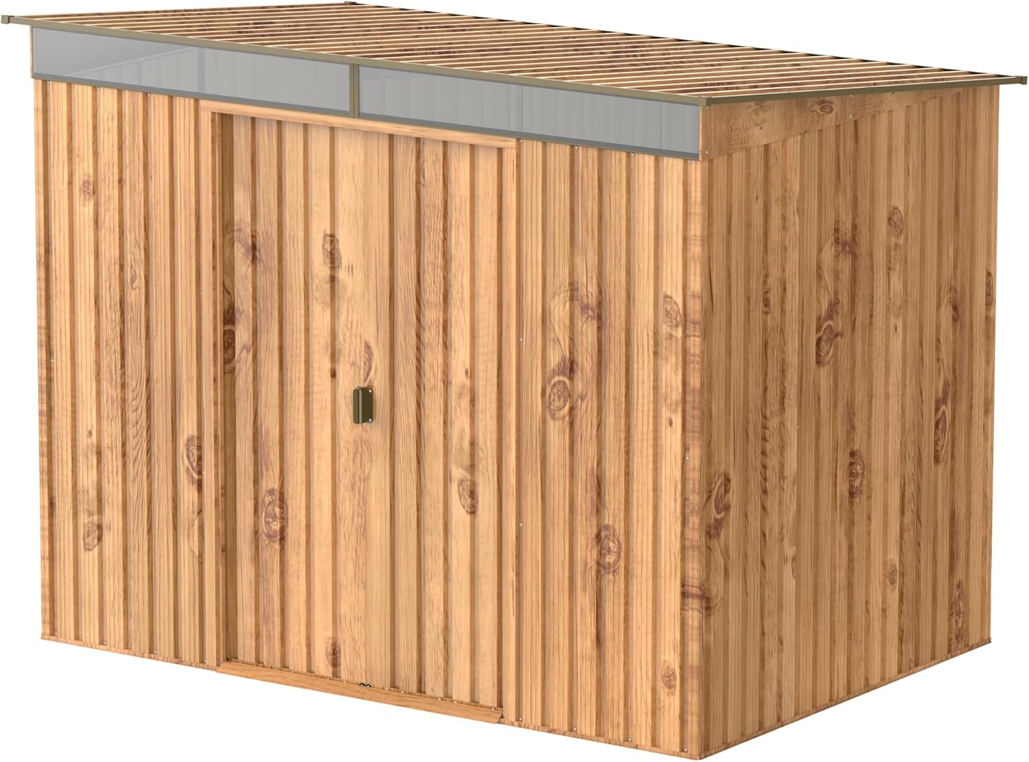 Duramax TOP Pent Roof Skylight 8 x 6 (4.37 m²) Abri de jardin en métal, fabriqué en acier galvanisé, structure de toit renforcée, lucarne intégrée pour la lumière du soleil, Grain de bois