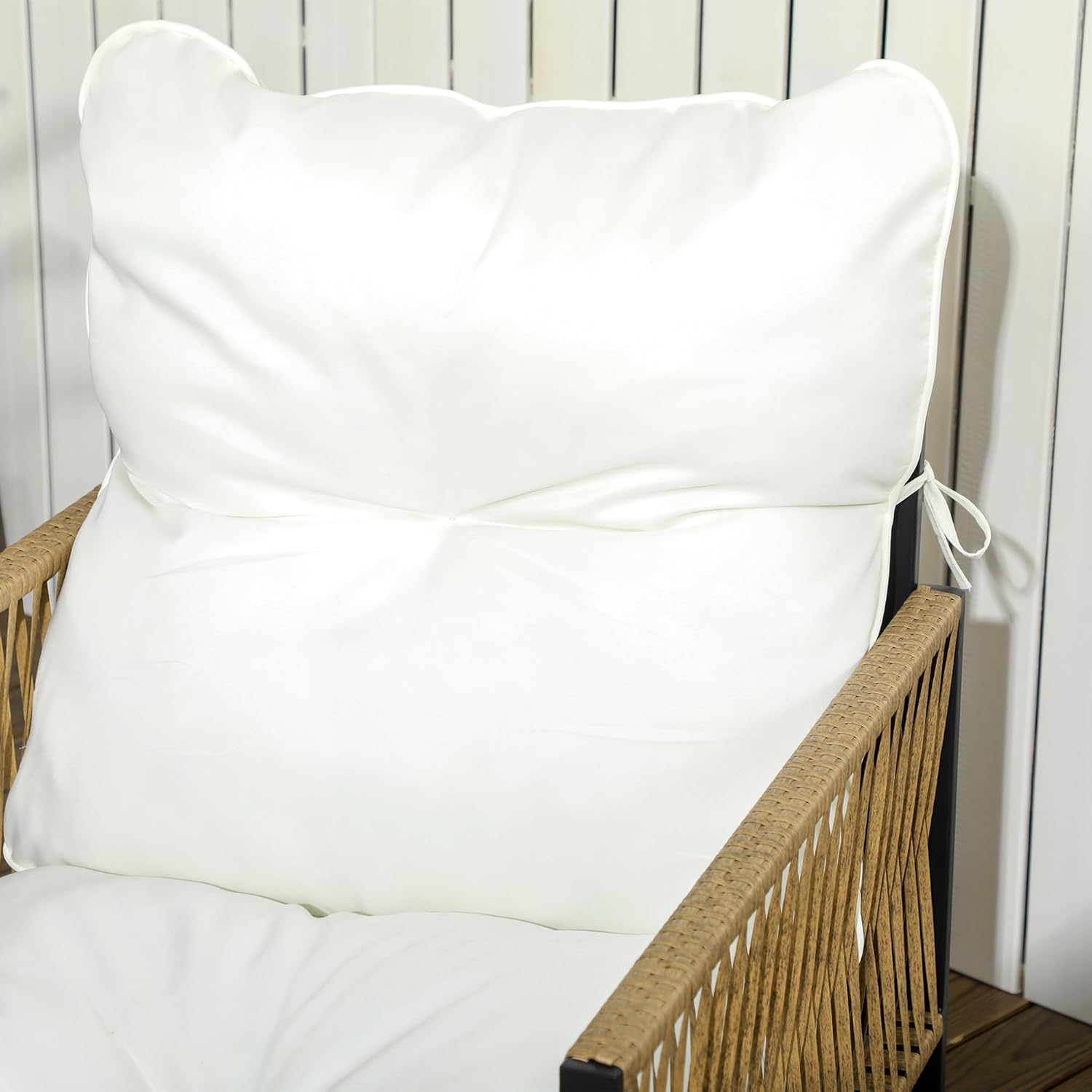 Outsunny - salon de jardin 4 pièces canapé, fauteuils, table, coussins - acier/résine, crème