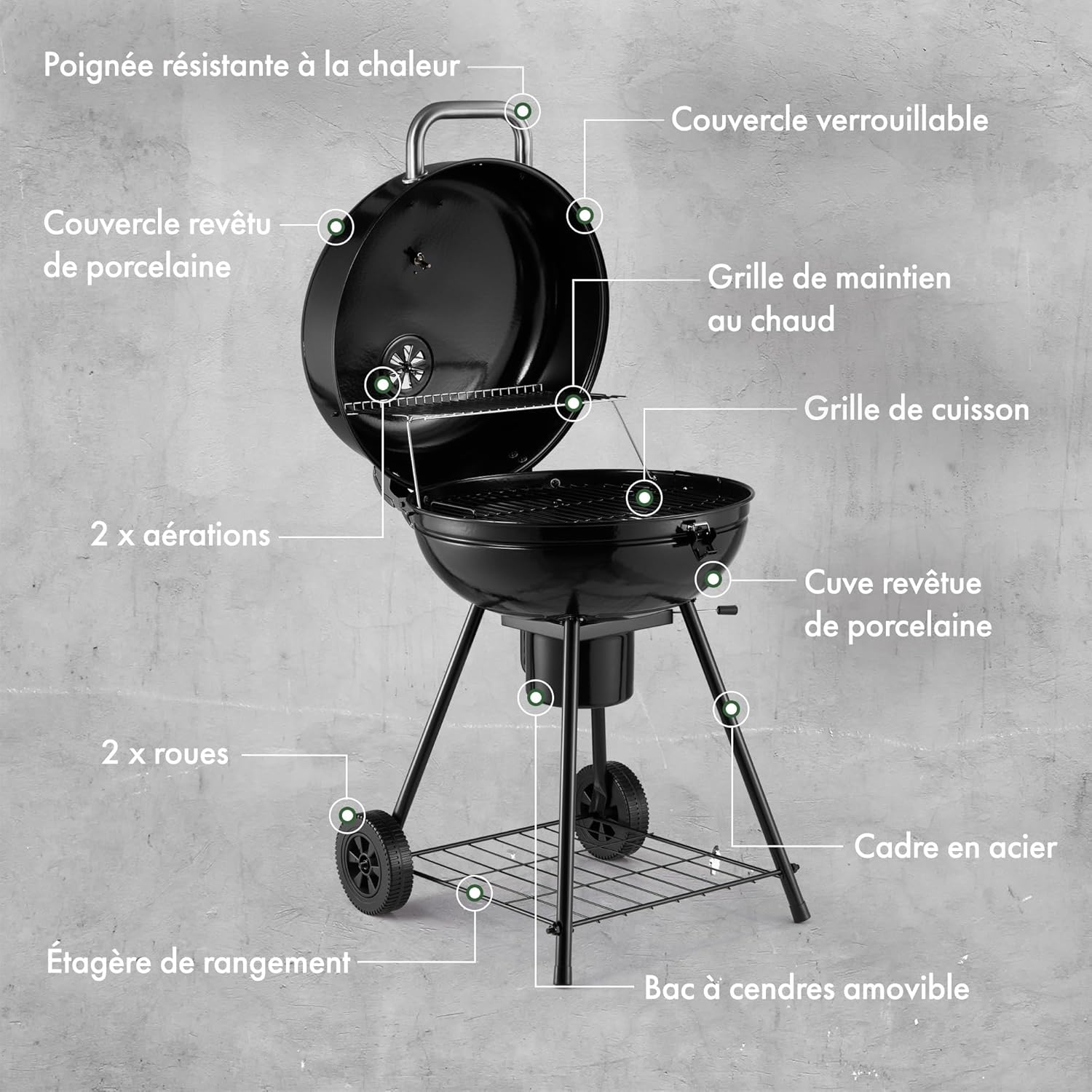 VonHaus - Barbecue portable série 22.5