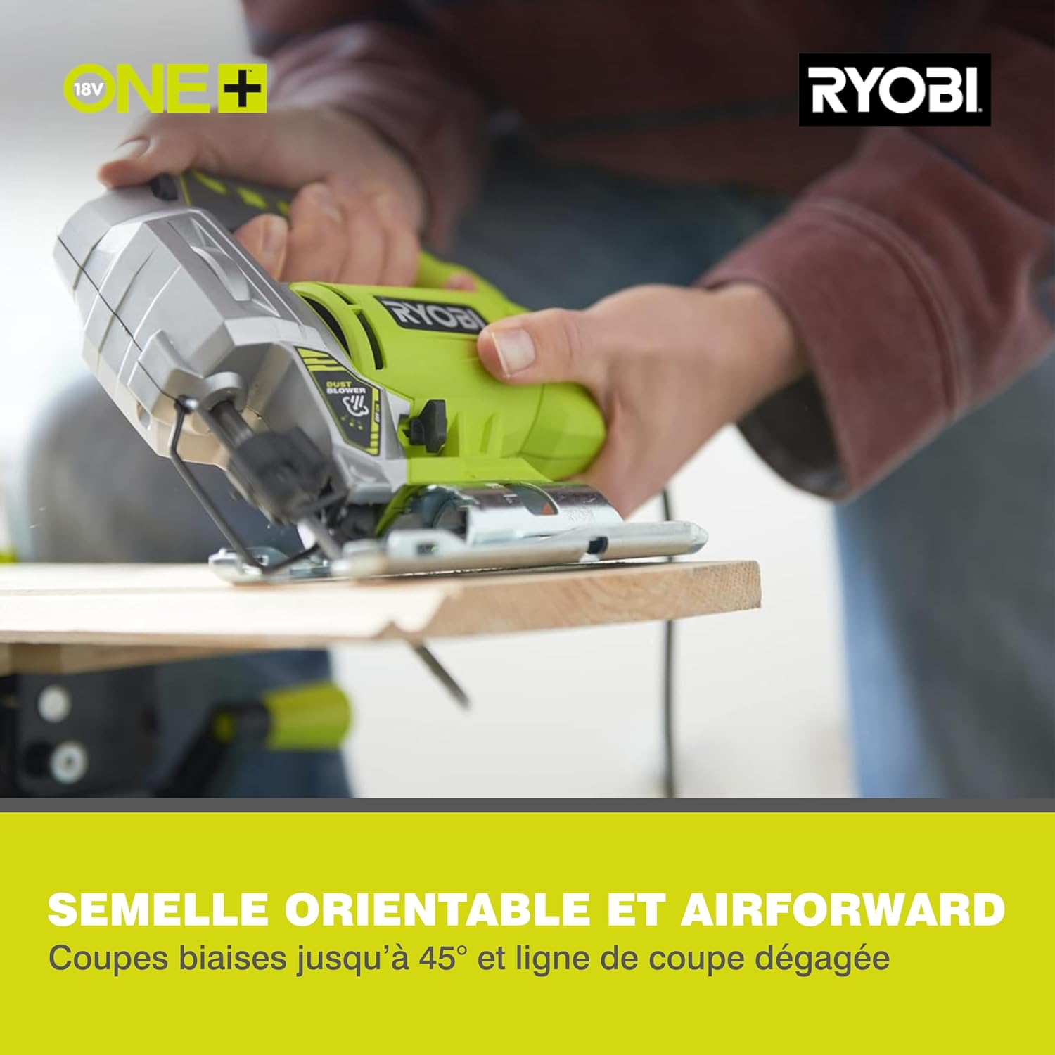 RYOBI - Scie Sauteuse 500W RJS750-G – Mouvement Pendulaire, Soufflerie Active, Changement Lame Sans Outil – Découpe Bois et Métaux