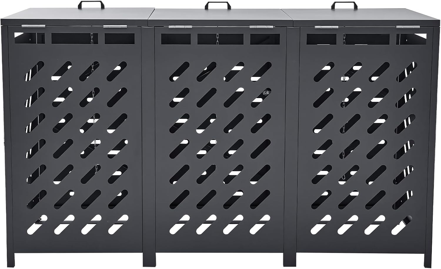 VEVOR Abri pour poubelles, 3 x 240 L, Rangement pour poubelles Horizontal, avec Couvercle à chaîne, boîte de Rangement à poubelles d'extérieur, étanche et verrouillable, pour Jardin, Cour et terrasse