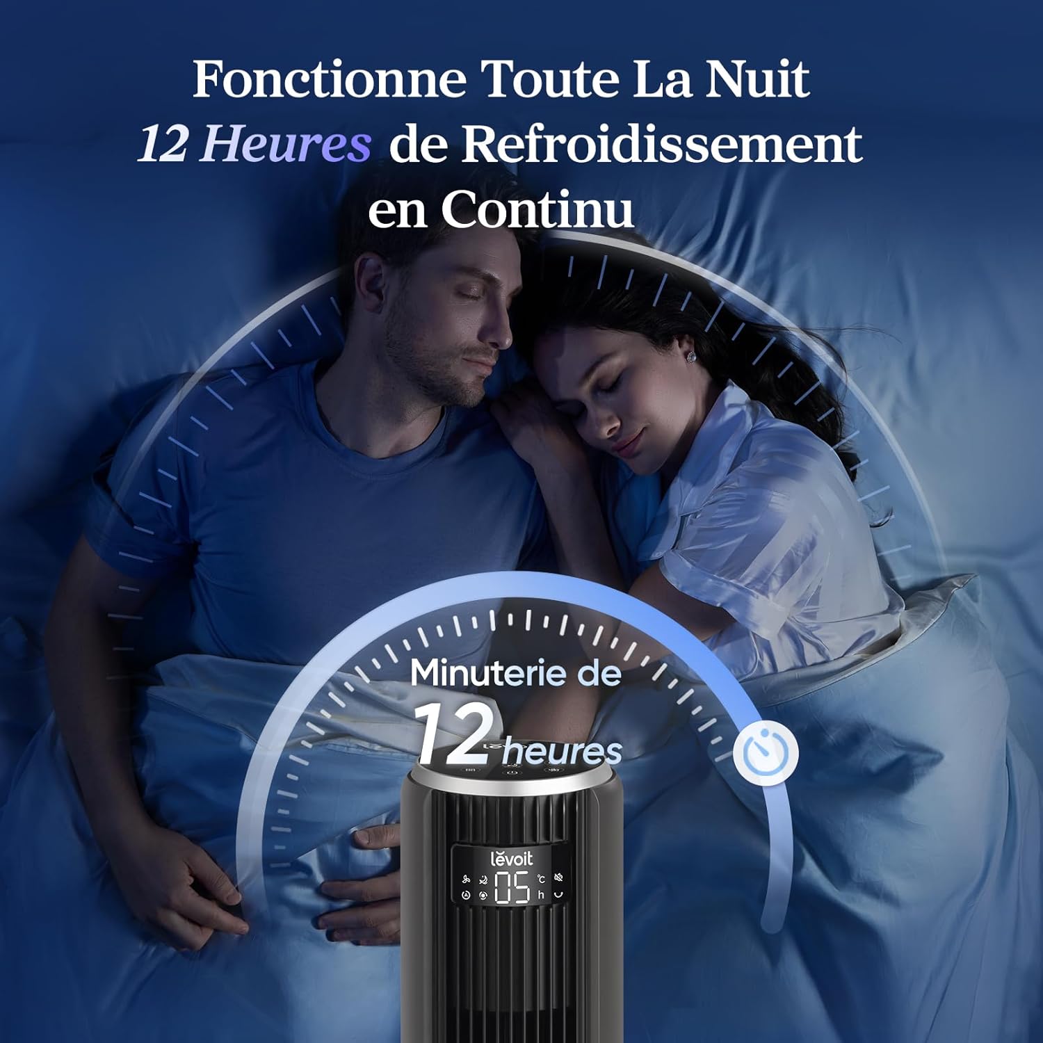LEVOIT Ventilateur Colonne Silencieux, 5 Vitesses 4 Modes de Vent,Télécommande, Minuterie 12h, Oscillant à 90° avec 7m/s, 33W Économie, avec Mode Veille pour chambre, Noir Gris