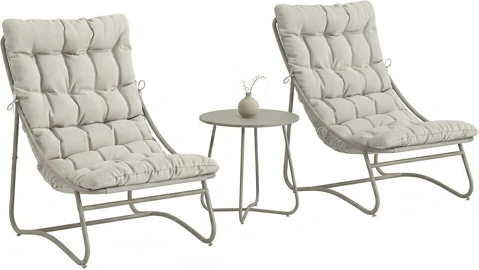 Outsunny - Salon Bistro 3 pièces - table ronde, chaises textilène, coussins - mobilier de jardin métal, 2 personnes, gri