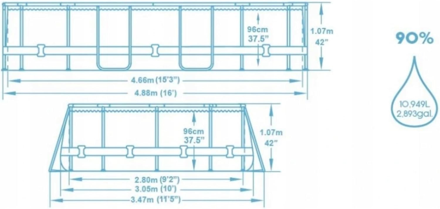 Bestway - Steel Pro Max - 488x305x107 cm - Piscine hors sol gris