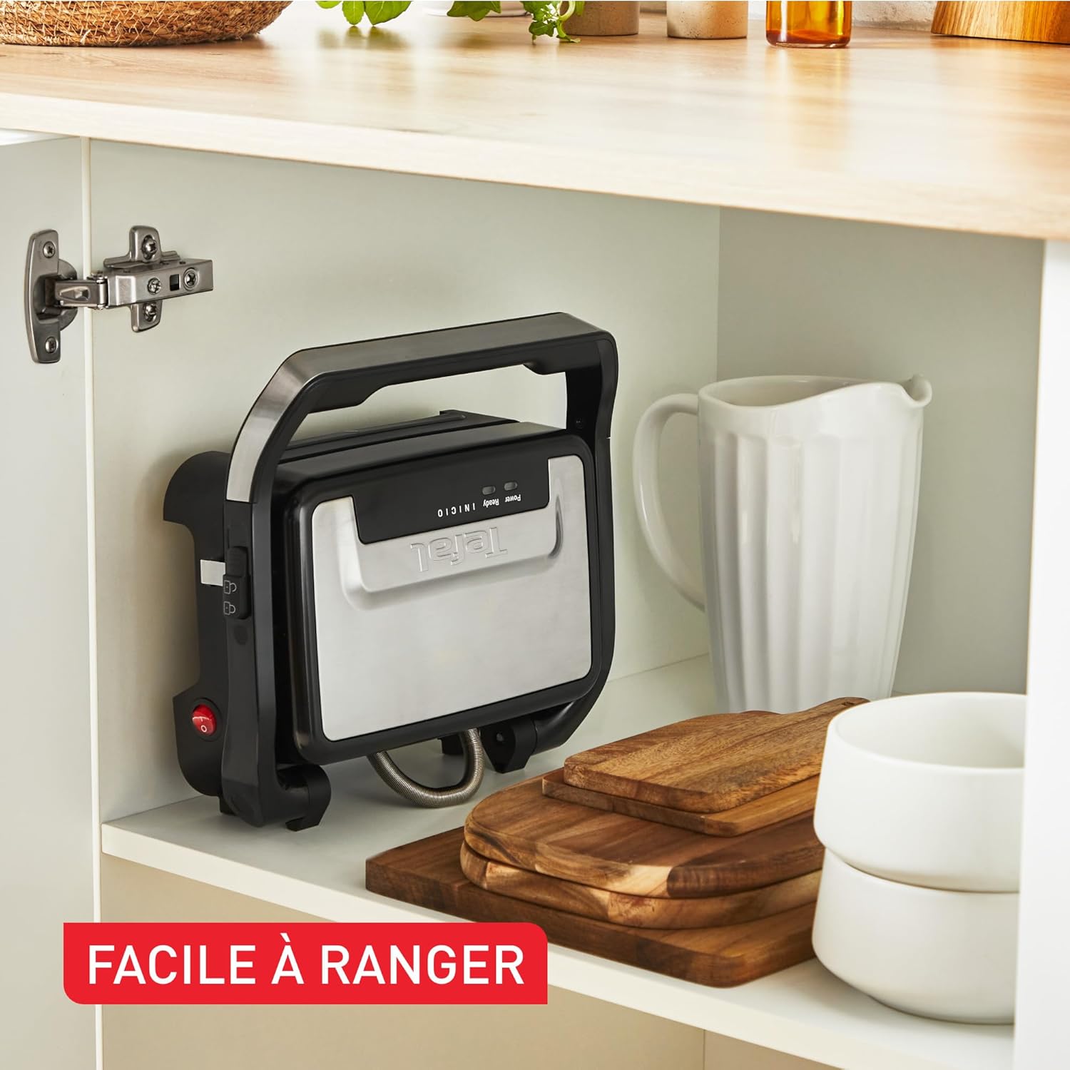 Tefal - Inicio Compact - gril et panini - plaques antiadhésives, nettoyage facile - GC270D10