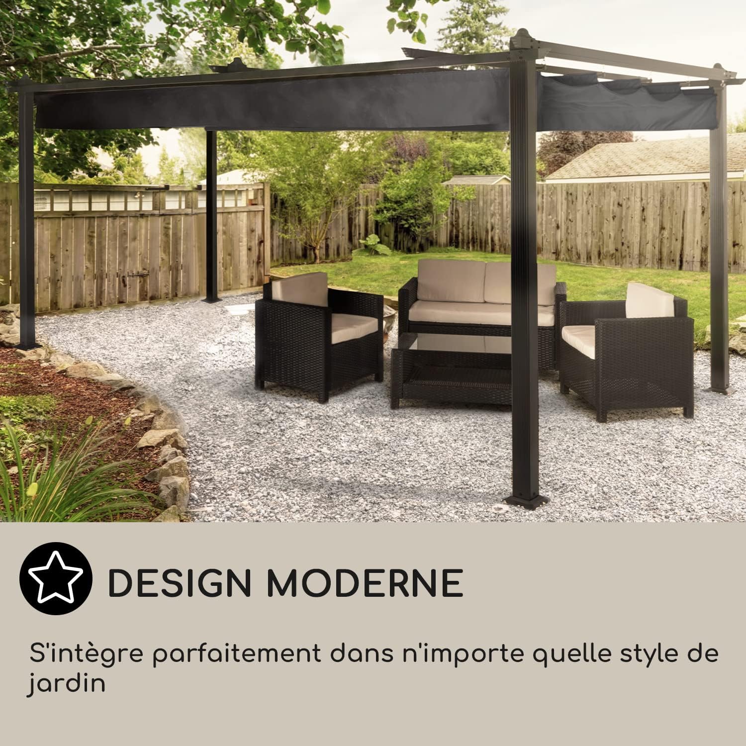 Blumfeldt - Pantheon Cortina - 2.95x3.95m - aluminium, toit rétractable, waterproof, protection UV