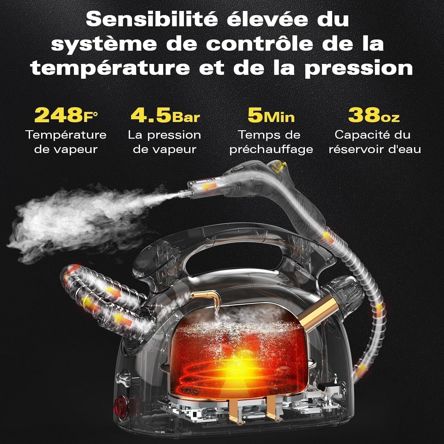 Waitbird - Nettoyeur vapeur 21 accessoires, 248°F, sols & canapés