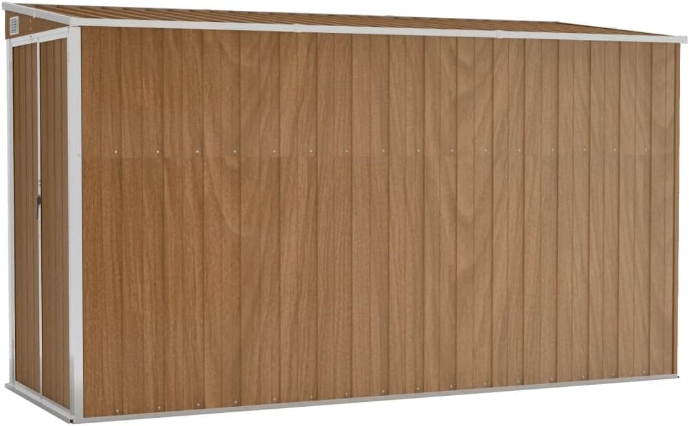 vidaXL Abri de Jardin Mural Abri de Rangement d'Outils Rangement d'Equipement de Jardin Extérieur Marron 118x288x178 cm Acier Galvanisé