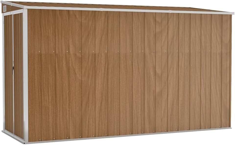 vidaXL Abri de Jardin Mural Abri de Rangement d'Outils Rangement d'Equipement de Jardin Extérieur Marron 118x288x178 cm Acier Galvanisé