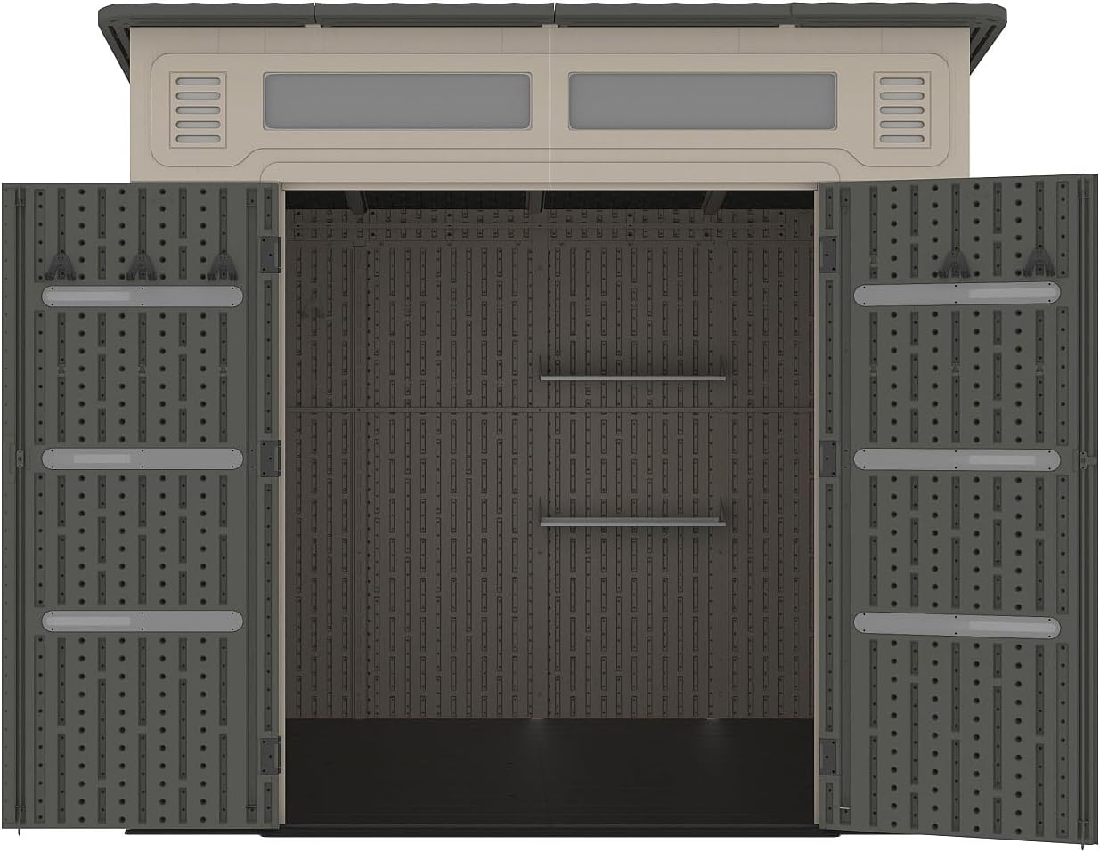 Vente-unique - Abri de jardin résine 6,5m², plancher, beige/gris, ép. 22mm, ANTEVA