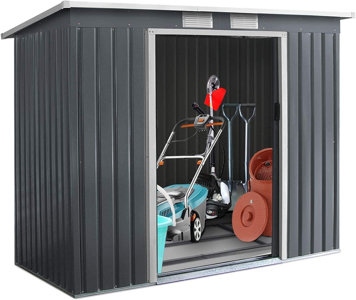 RELAX4LIFE - abri de jardin série 2,7m² - 213x130x173cm - acier, 2 portes, 2 fenêtres