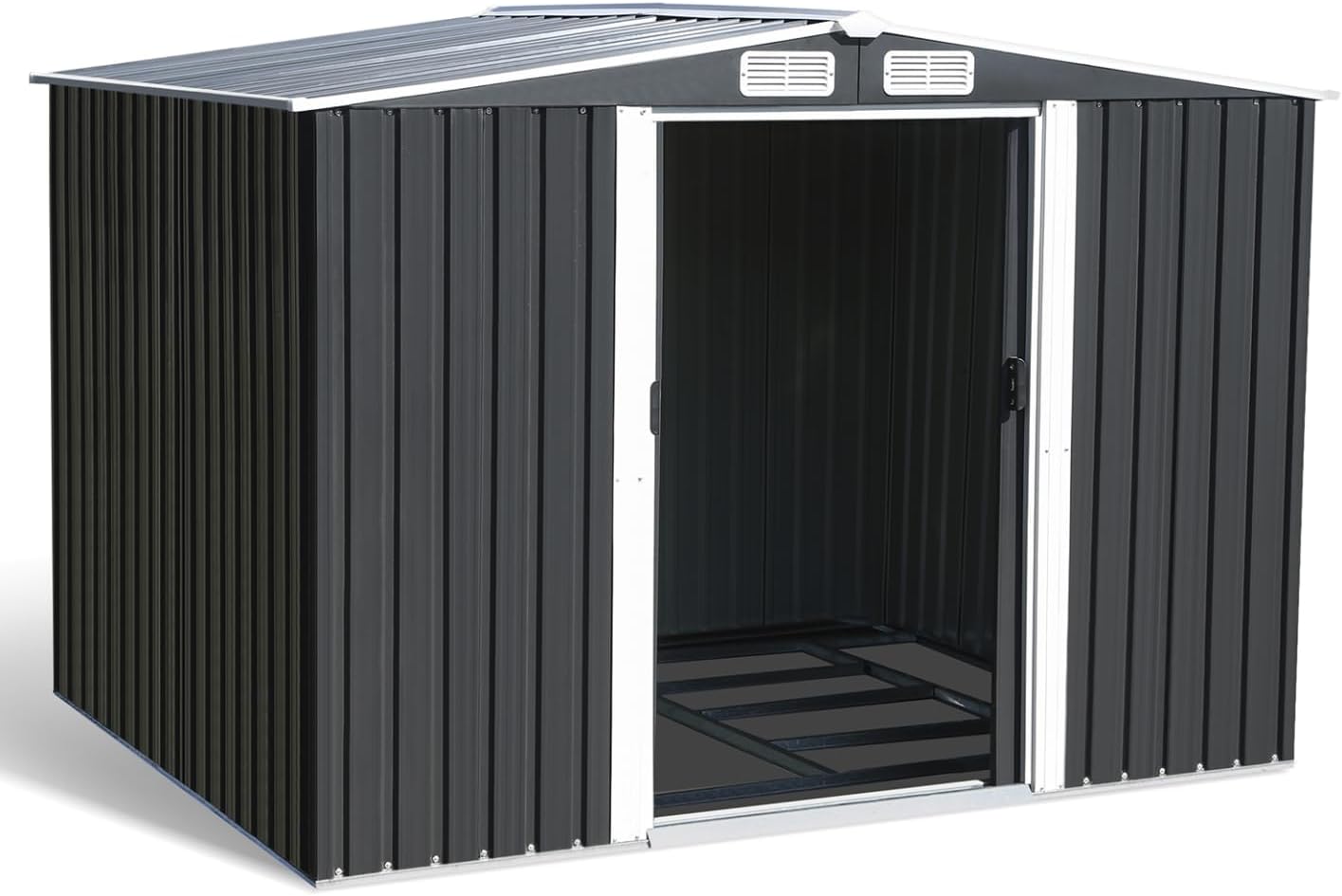 IDMarket - Abri de jardin 5,3m² acier galvanisé avec base