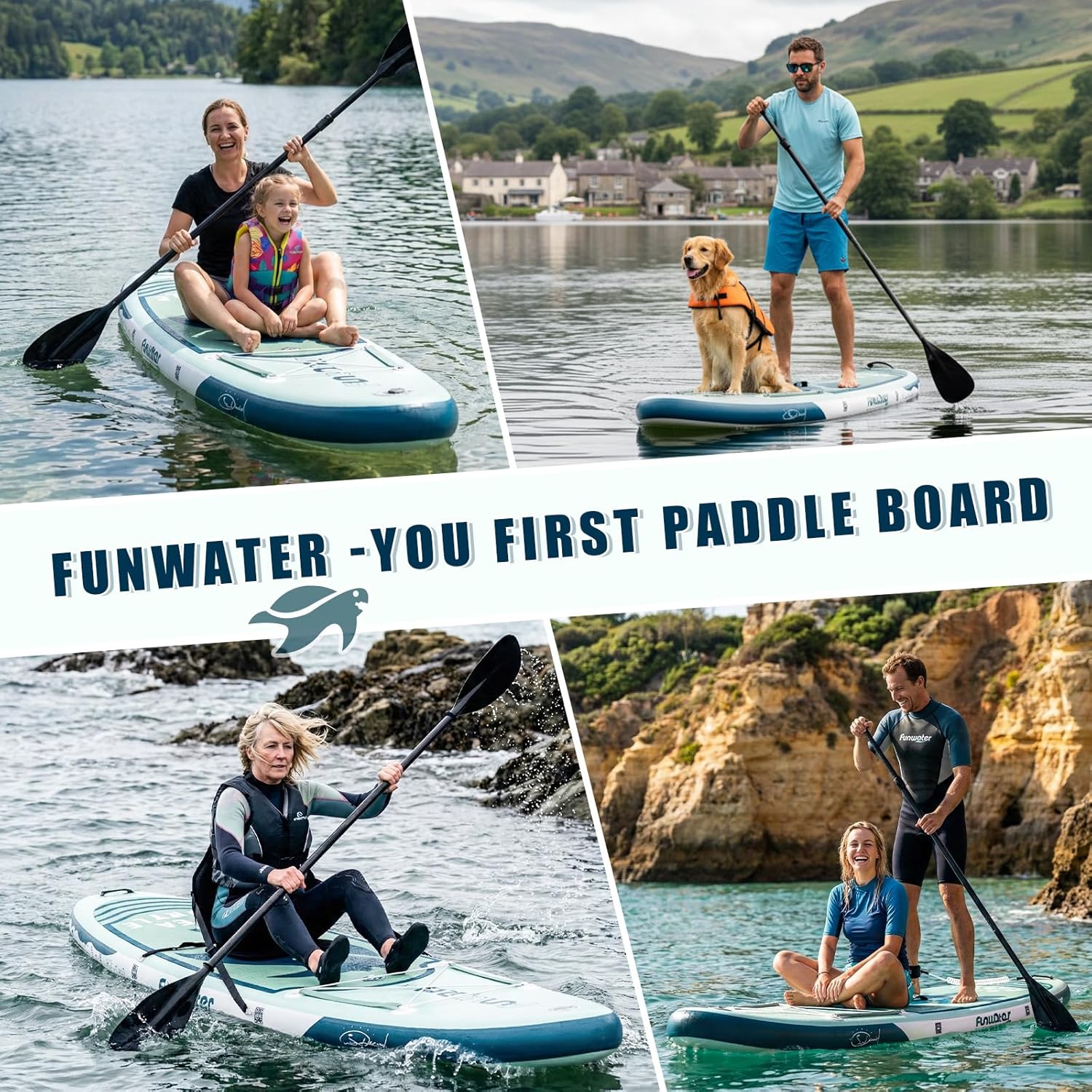 FunWater - Surf Gonflable Accessoire complet 320cm Pagaie Sac Pompe Laisse
