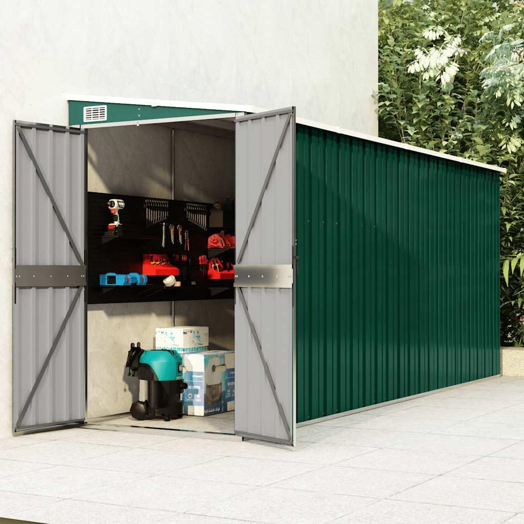 Générique Abri de Jardin Mural Vert 118x382x178 cm Acier galvanisé,Structures extérieures, Cabanes & abris de Jardin,316229