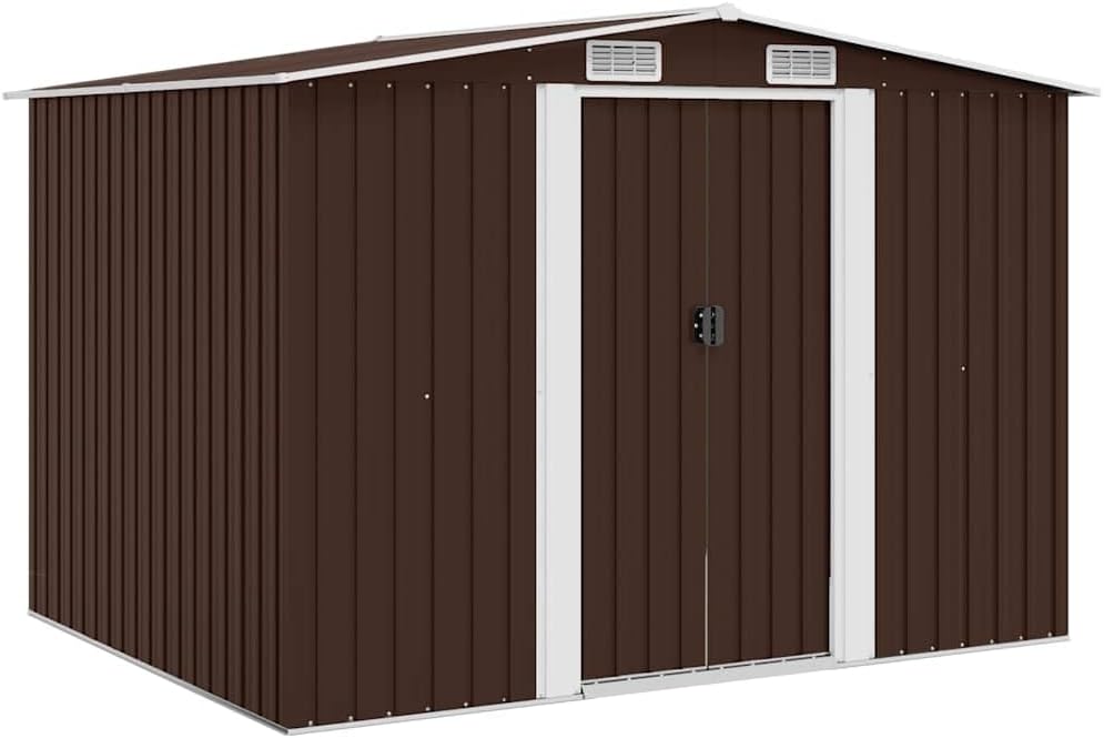 vidaXL - abri de jardin acier 257x205x178cm marron, rangement extérieur