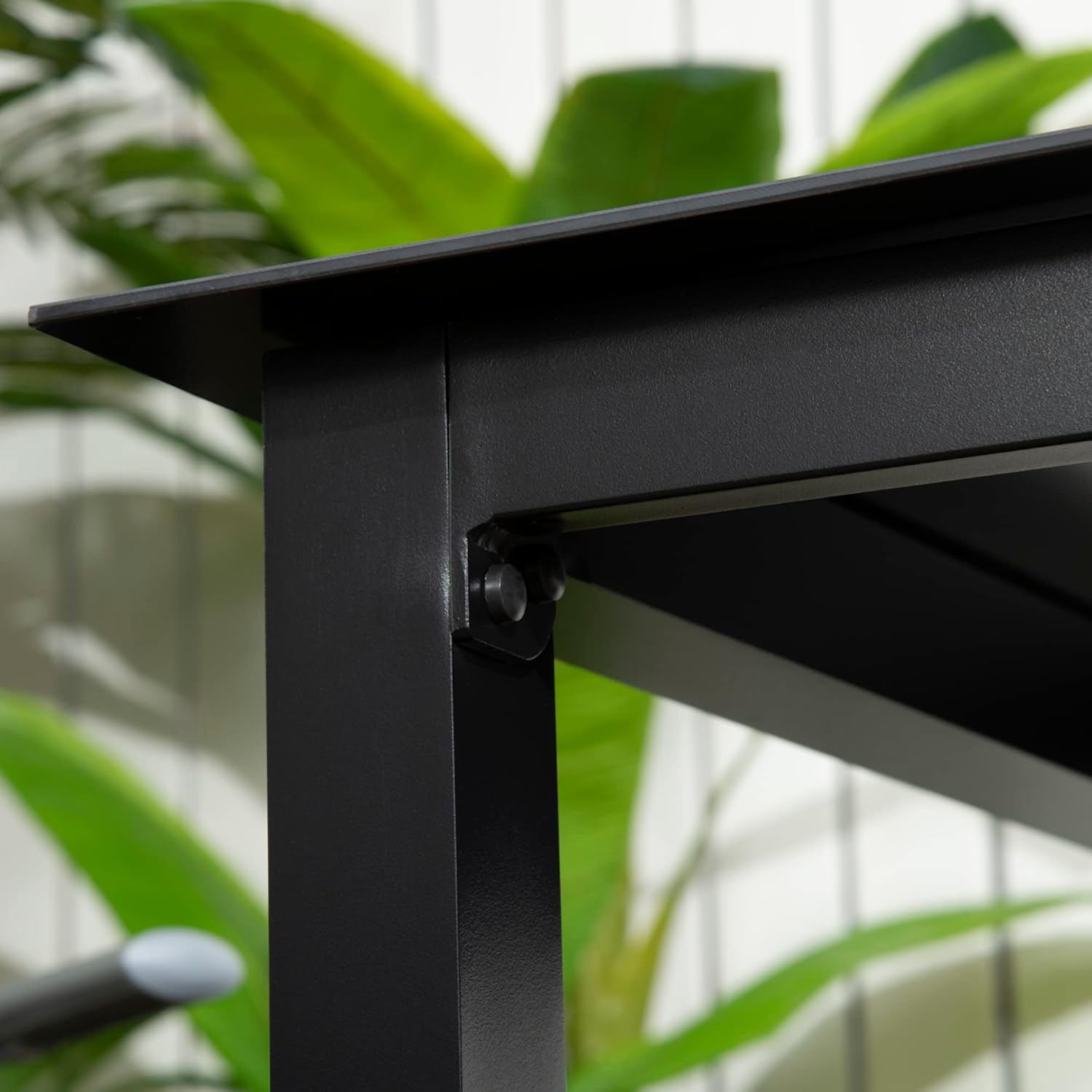 Outsunny - Table de jardin carrée - 80x80x74 cm - aluminium, plateau en verre trempé