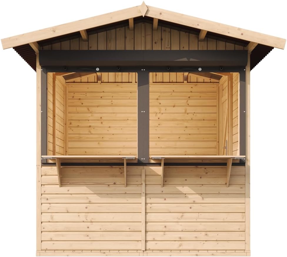 TIMBELA - kiosque jardin bois 4m², 2 fenêtres, volets, 253x263x232cm - M149Z