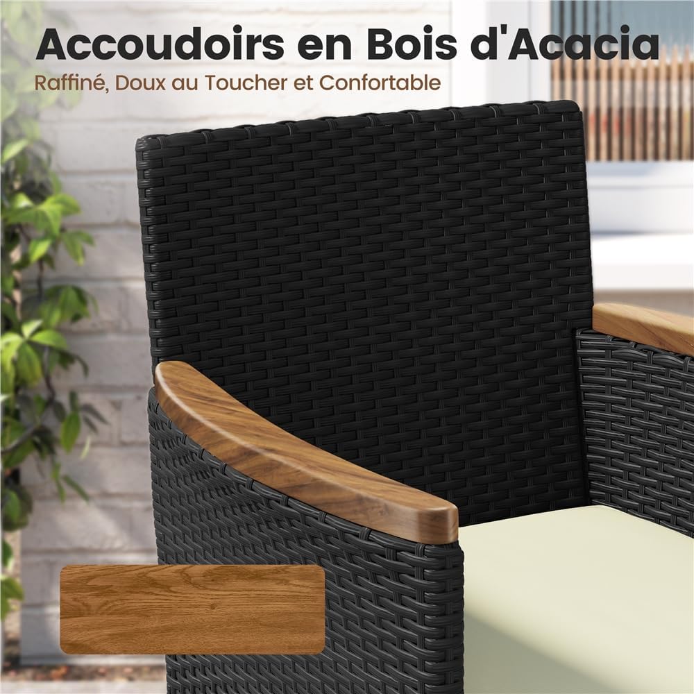 Yaheetech - Ensemble 5 pièces résine, fauteuils, table, coussins, patio