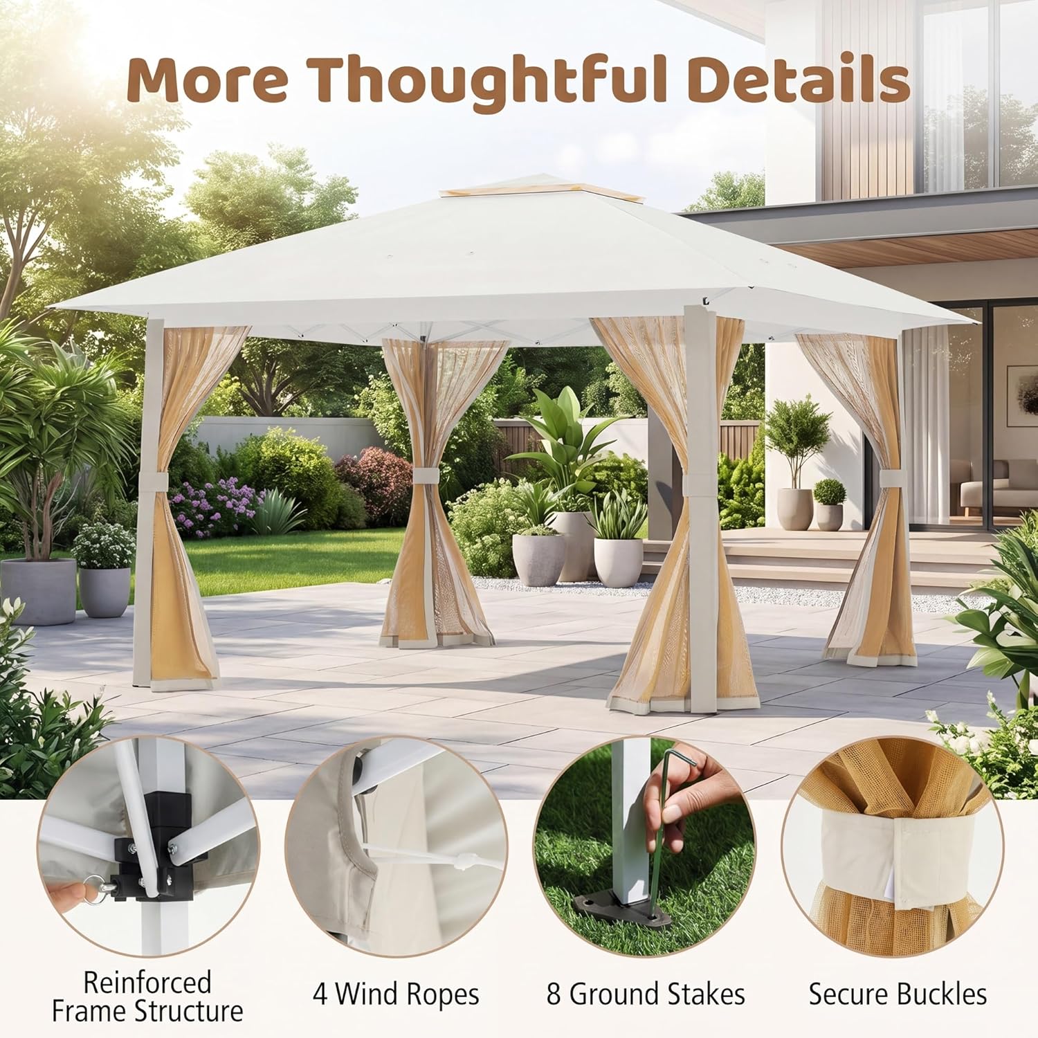 RELAX4LIFE - Tonnelle pliante 4x4 m - moustiquaire, tissu anti-UV