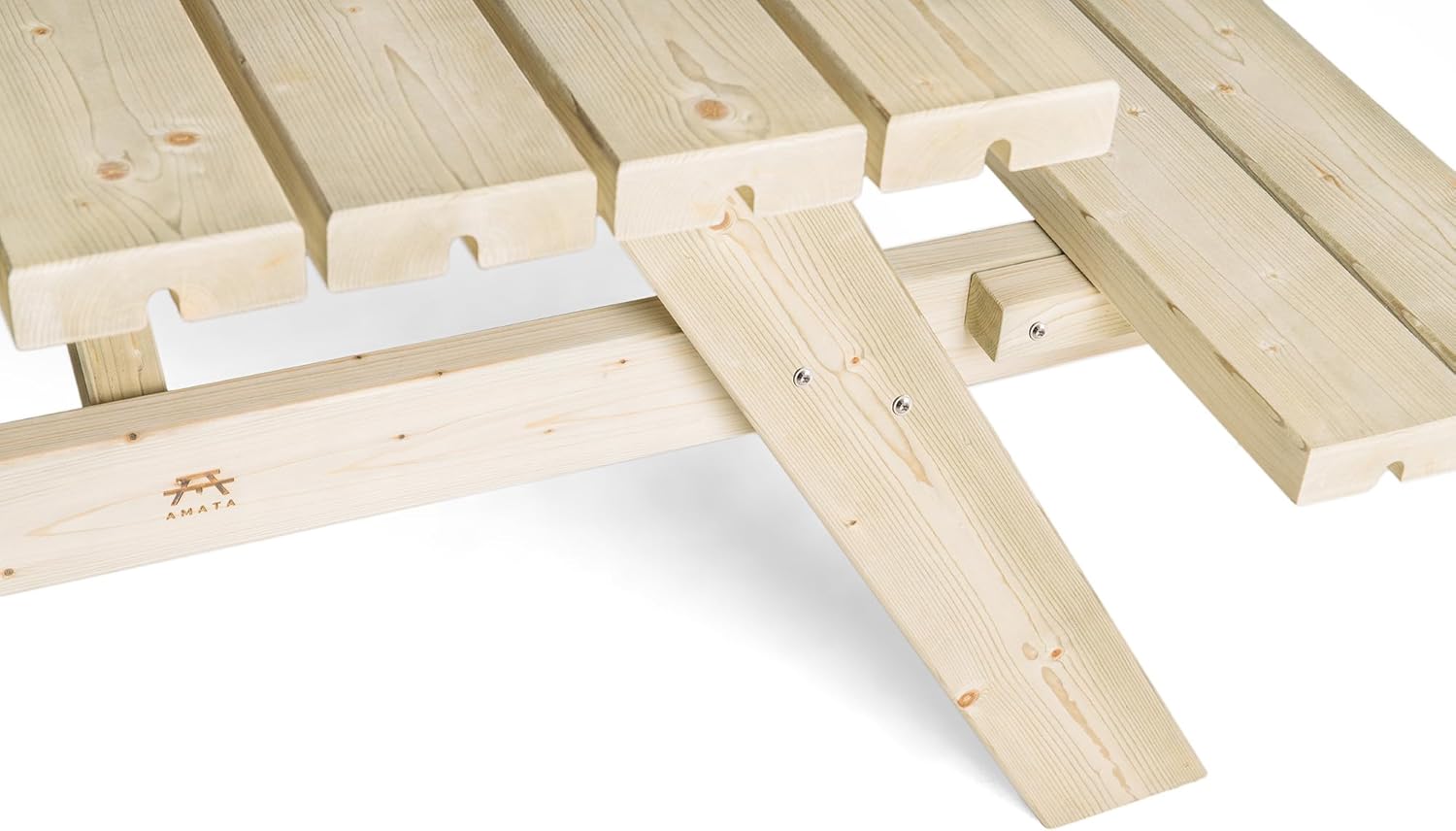 Table de Pique-Nique - Collection UNGURS - Résistante aux intempéries - Sièges pliants, idéale jardin_extérieur - Amata-