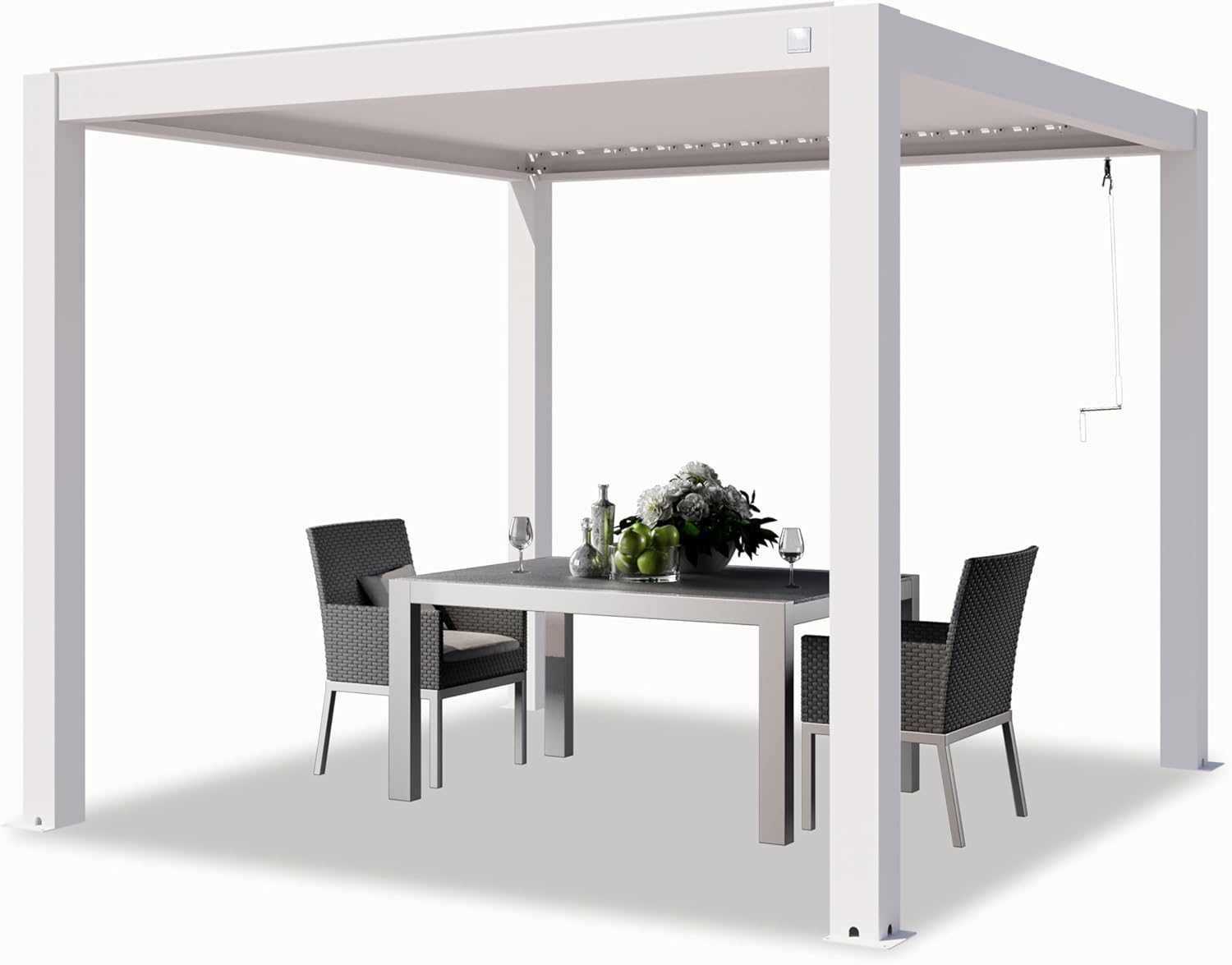 PRIMEYARD - pergola série pavillon - 3x3m - aluminium blanc, lames orientables