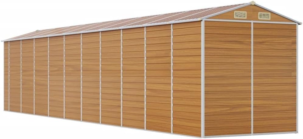 vidaXL Abri de Jardin Marron Clair 191x895x198 cm Acier galvanisé