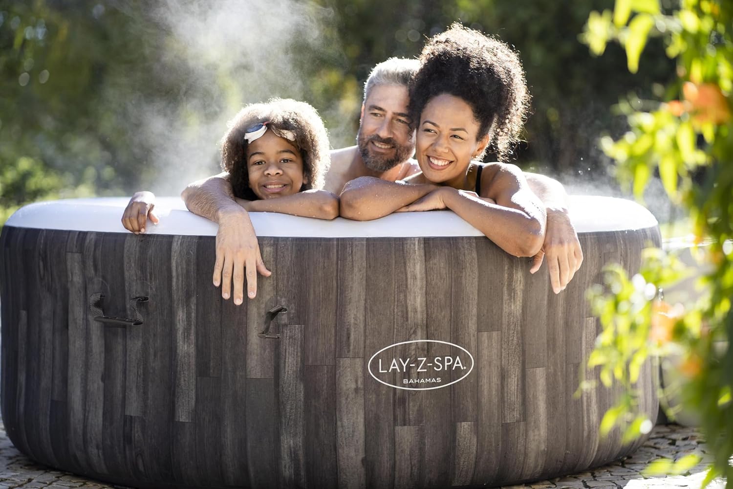 Spa Gonflable Rond Lay-Z-Spa® Bahamas Airjet Motif Bois 2 à 4 Personnes, 180 x 66 cm