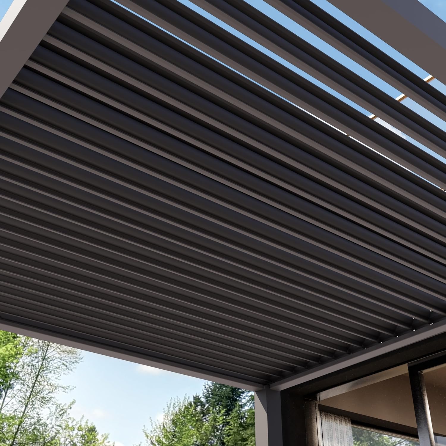 PRIMEYARD - Pergola 3x3 m aluminium, lames orientables, gris