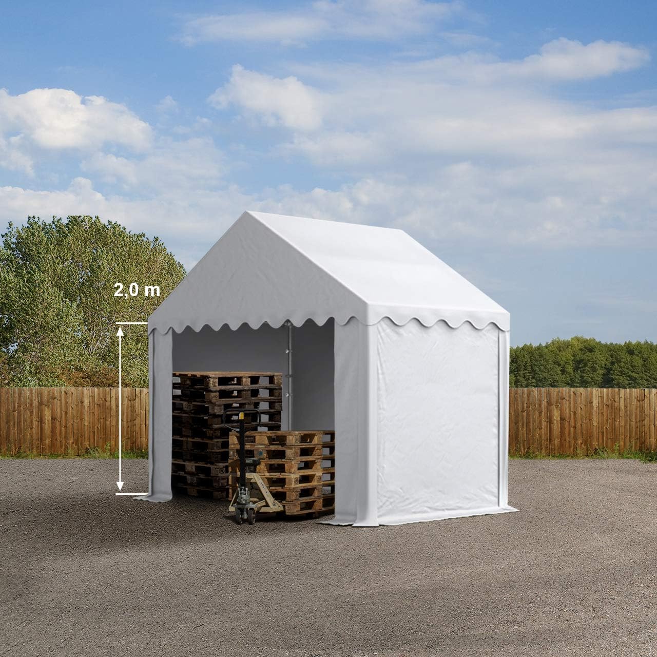 TOOLPORT - Tente de stockage PVC 3x2m, bâche imperméable blanche, 700N