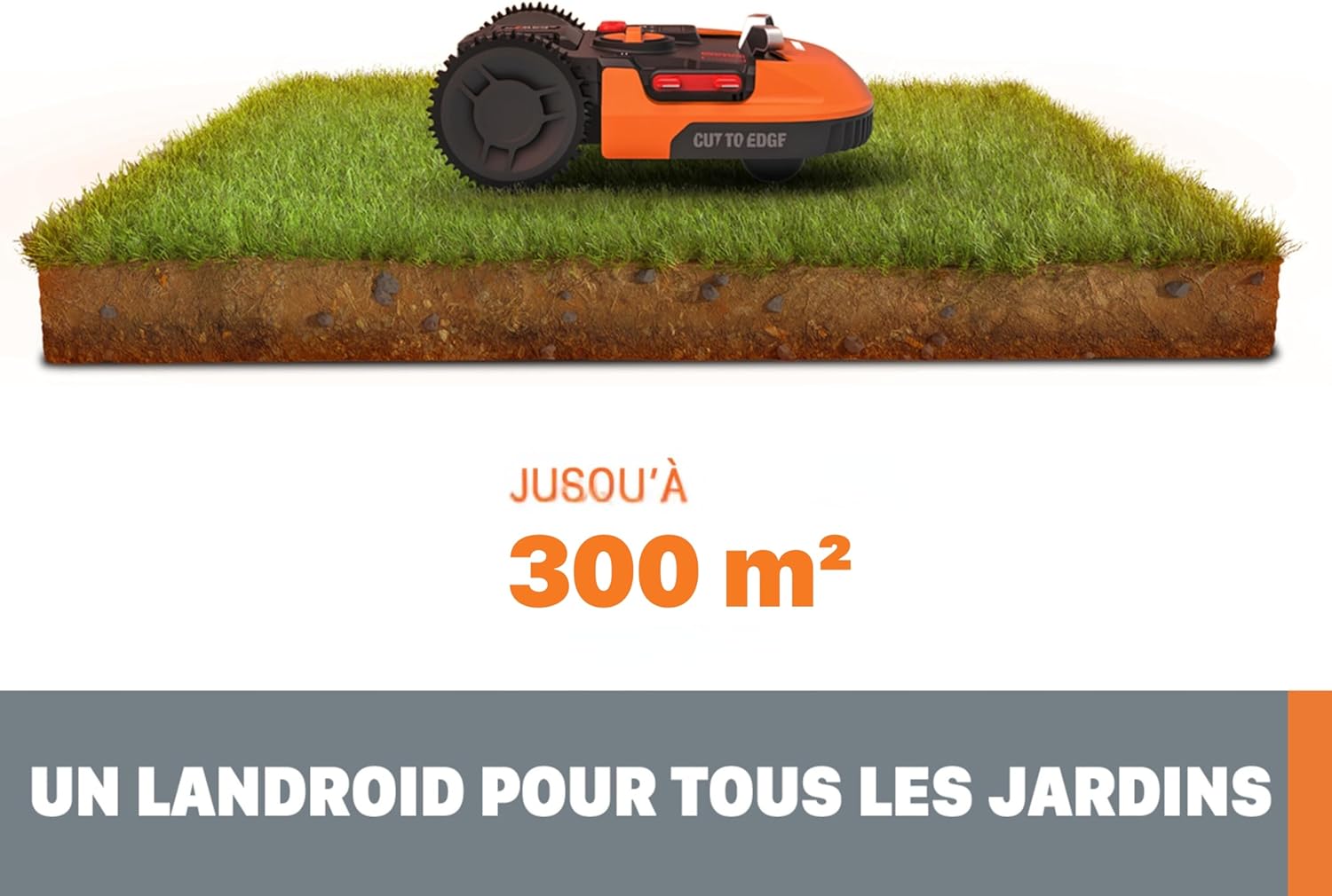 Worx - Landroid Plus - 250m² max 300m² - pente 35%, détection pluie WR169E