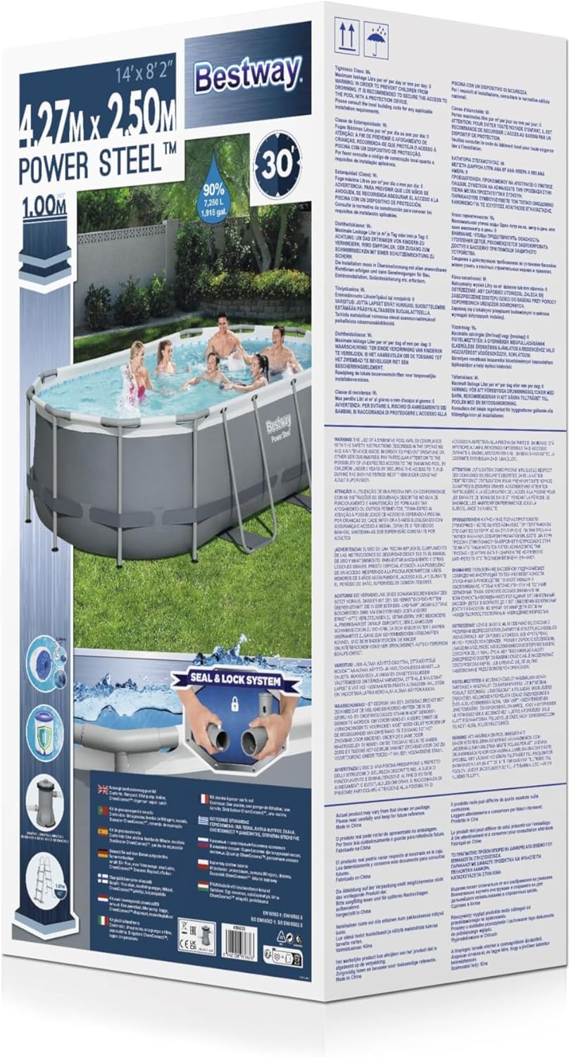 Bestway - Power Steel ovale - 427x250x100 cm - filtre, échelle