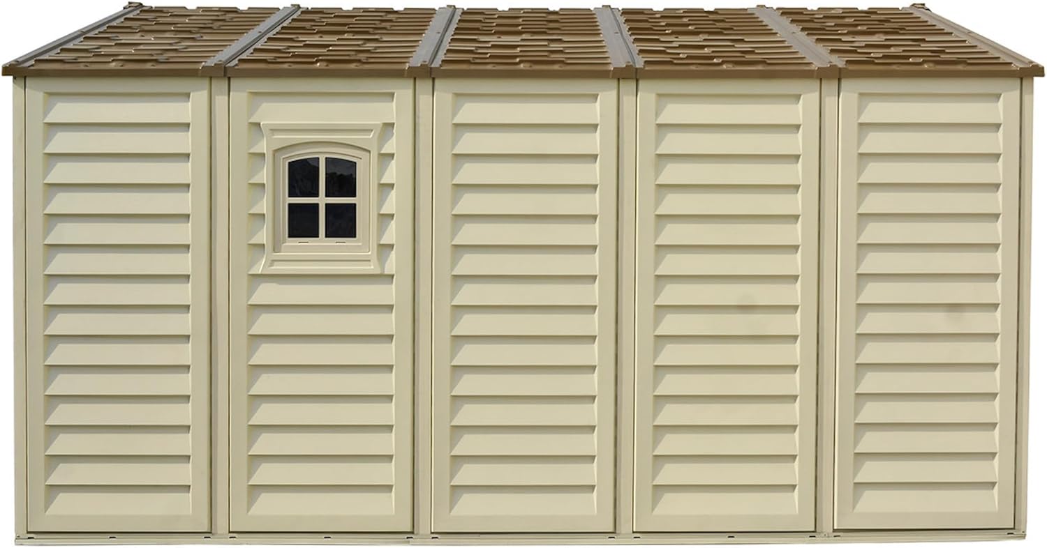 Duramax - Woodbridge Plus - 10,5'x13' - abri jardin résine, beige/brun, 399,8x318,7x222 cm