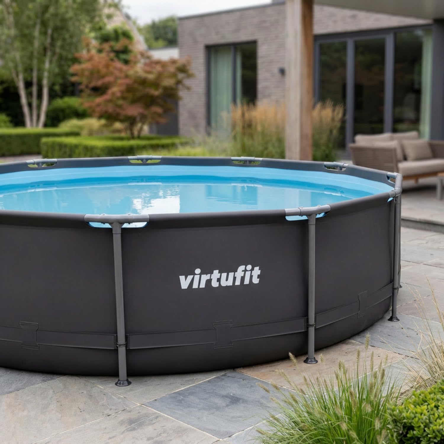 VirtuFit Piscine ronde - Ø244x76 cm - filtre inclus - Noir