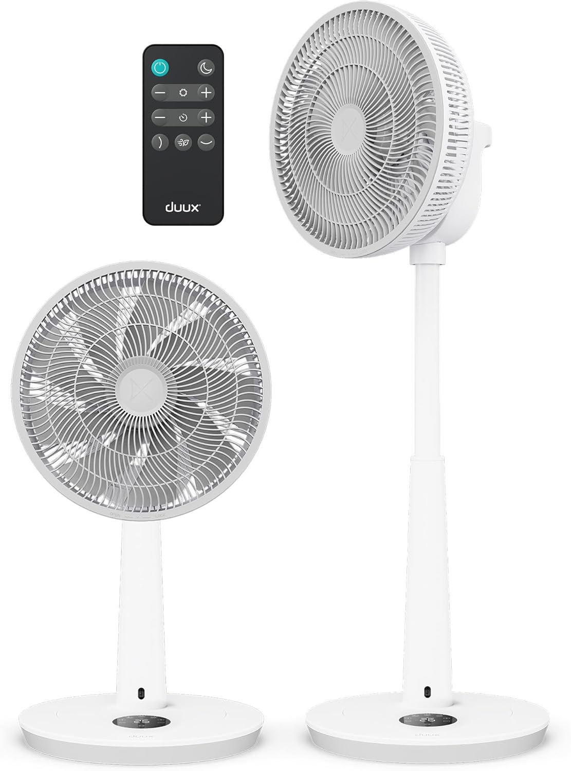 Duux Whisper 3 Ventilateur sur Pied – Ventilateur Économe en Énergie avec 26 Vitesses, Minuterie et Mode Nuit – Hauteur Réglable (73–95 cm) – Oscillation Horizontale et Verticale – Blanc