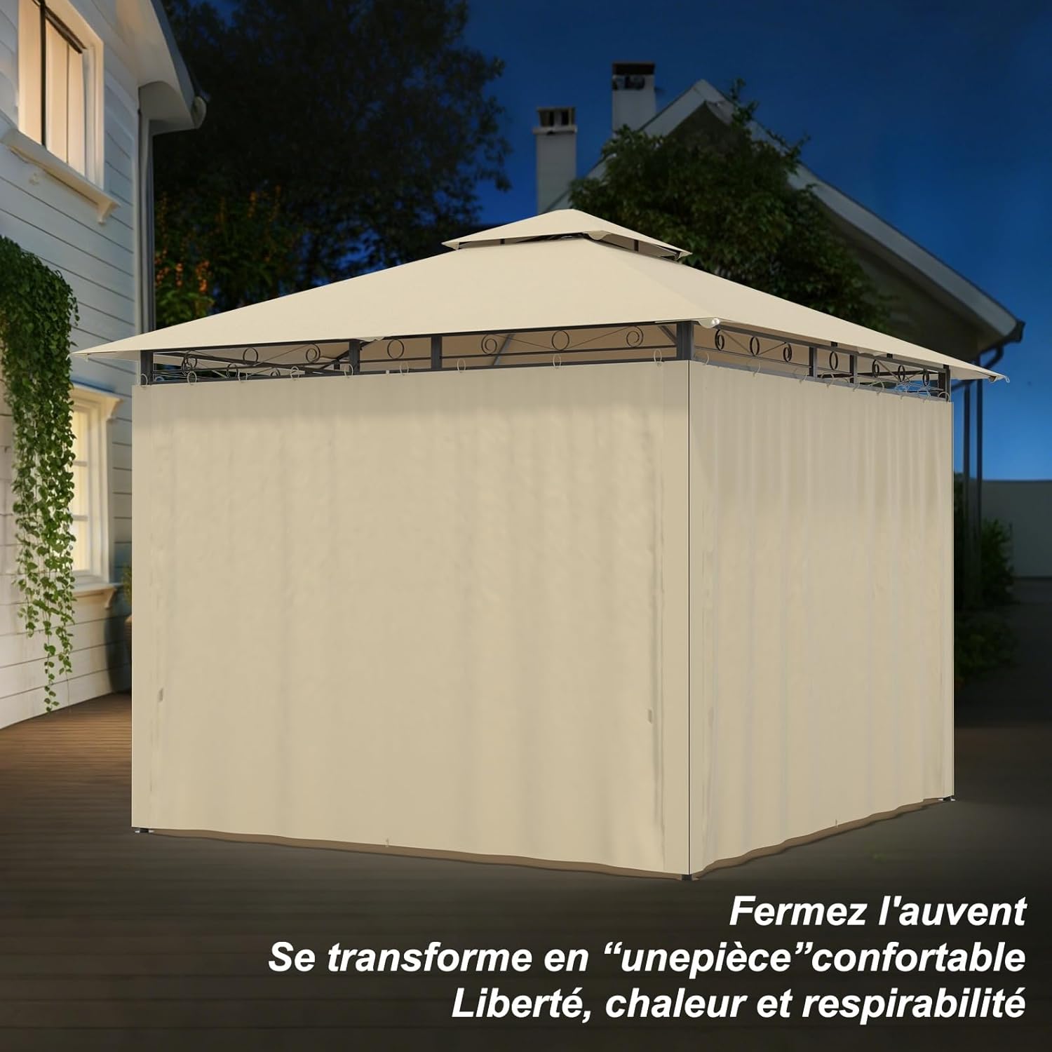 Devoko - Tonnelle Deluxe - 3x3m - imperméable, cadre métal, 4-6 pers.