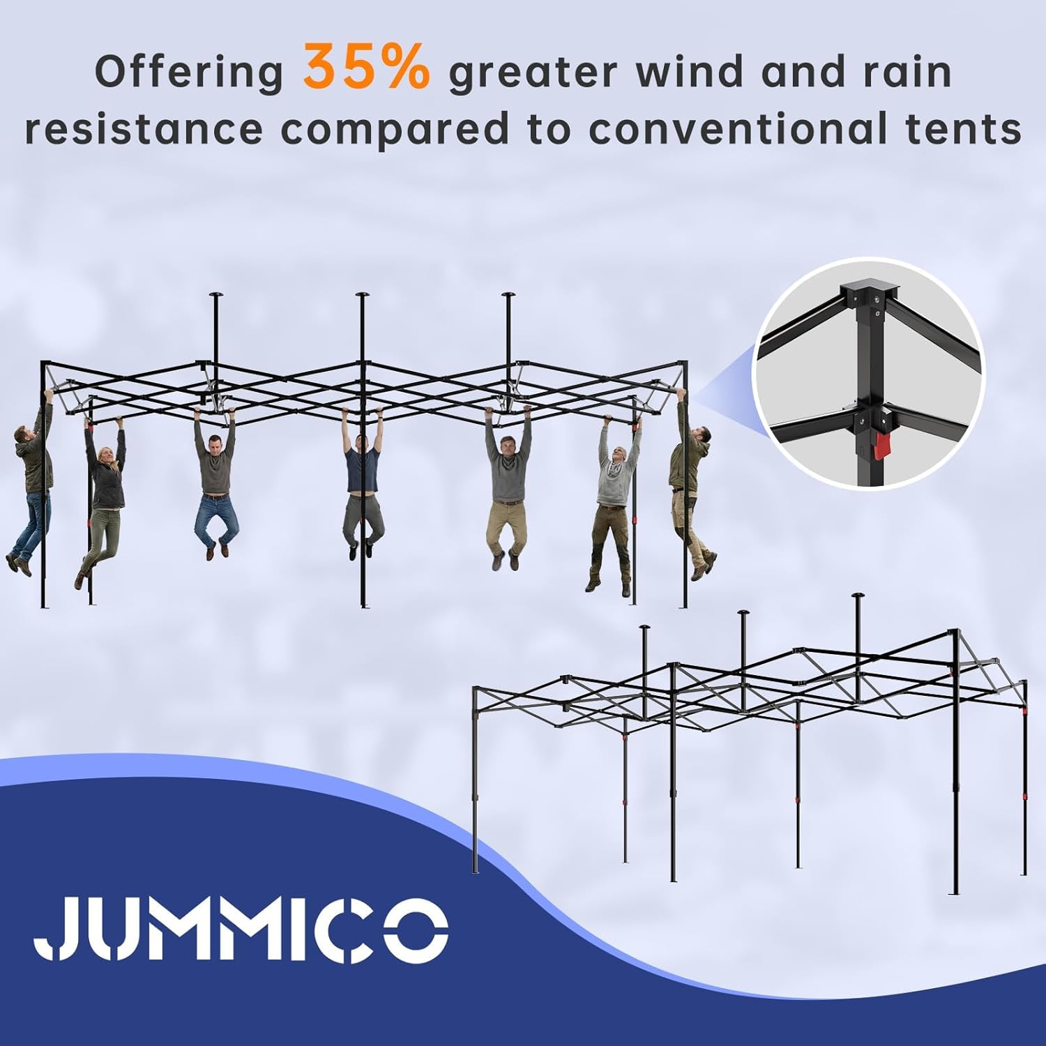 JUMMICO - Pavillon pliable série extrême - 3x6m - toit pointu, Oxford 110g, fixation renforcée, rangement, stabilité