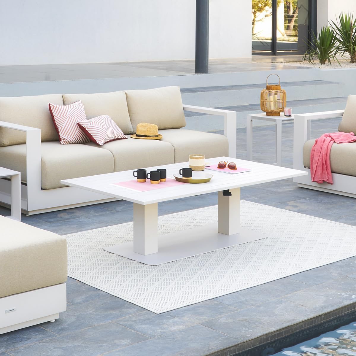 Hespéride - Salimia - 150x80 cm - table jardin relevable, alu, 6-8 pers