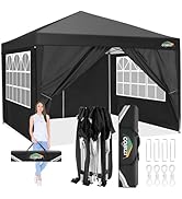 Cobizi Tonnelle pliante 3 x 3 cm étanche avec 4 panneaux latéraux Pour plein air Résistant aux UV