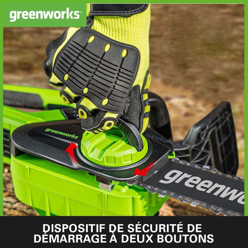 Greenworks G40CS30IIK2 Tronçonneuse à Batterie, Longueur du Guide-Chaîne de 12 Pouces (30cm), Vitesse de la Chaîne de 4,2 m/s, Poids de 2.6kg,Batterie 40V 2Ah et Chargeur, Garantie 3 Ans