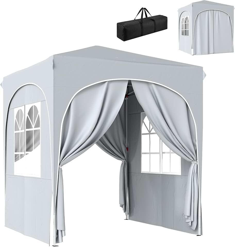 Outsunny - tonnelle pop up - 2x2 m - réglable UV50+ 4 parois, gris clair