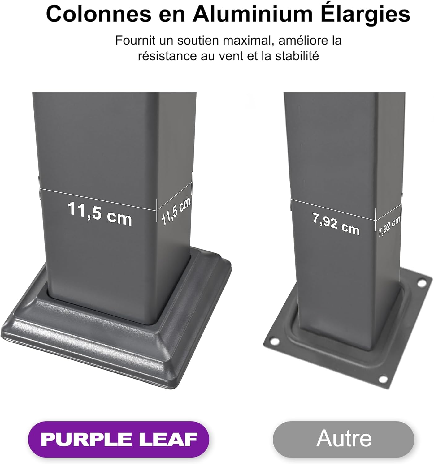PURPLE LEAF - Pergola Bioclimatique - 6,35x3,5m - Aluminium, éclairage, lames orientables, poteaux blancs
