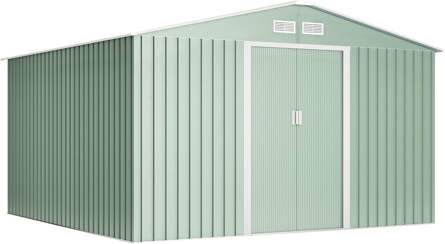 Wasabi - abri de jardin métal - 10,2m2 - double porte coulissante, grilles de ventilation